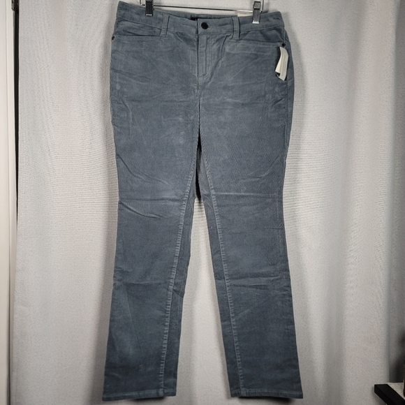 NWT TALBOTS Simply Flattering 5 Pocket Gray Blue Corduroy Pants Womens 10 Petite - Picture 1 of 5